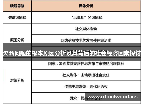 欠薪问题的根本原因分析及其背后的社会经济因素探讨