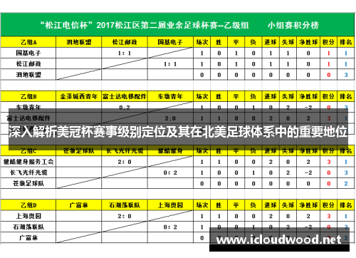 深入解析美冠杯赛事级别定位及其在北美足球体系中的重要地位